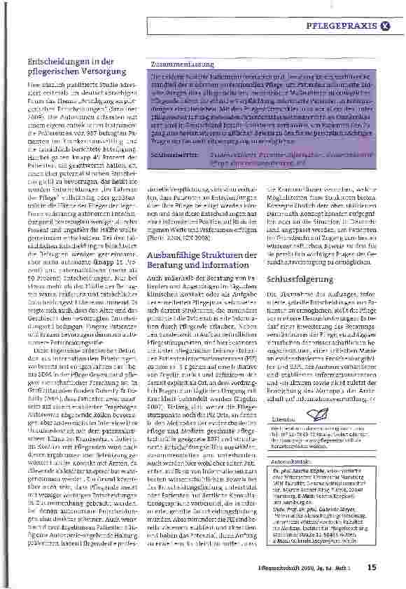 Vorschauseite 4: Eine Aufgabe für die Pflege?