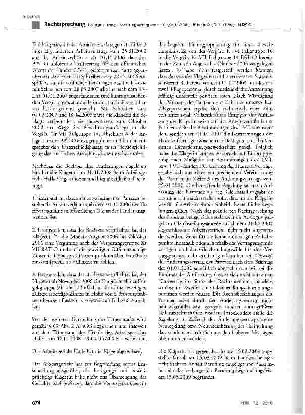 Vorschauseite 3: Höhergruppierung - Bewährungsaufstieg von der VergGr. Kr VI Fallgr. 16 in die VergCr. Kr VII Fallgr. 14 BAT-OBGB § 133, § 157, § 613a Abs. 1; TVC § 4 Abs. 1