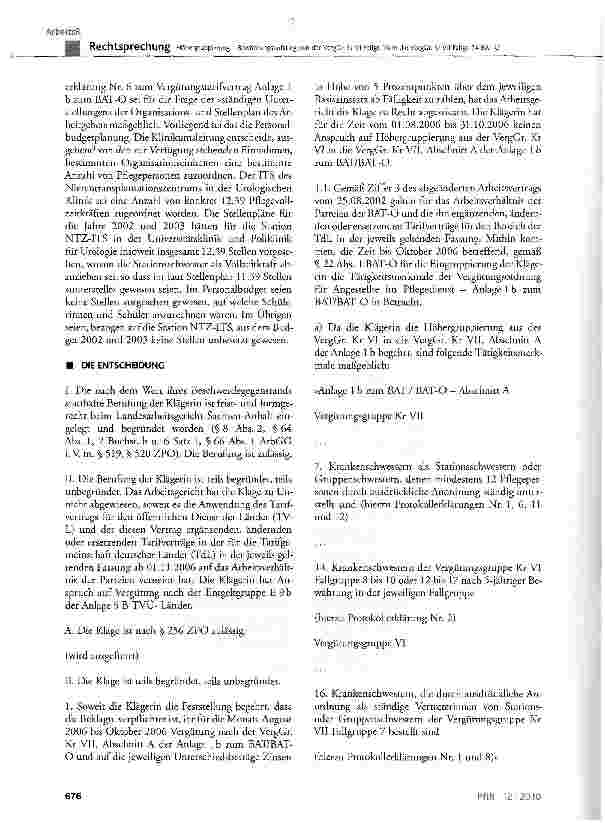 Vorschauseite 5: Höhergruppierung - Bewährungsaufstieg von der VergGr. Kr VI Fallgr. 16 in die VergCr. Kr VII Fallgr. 14 BAT-OBGB § 133, § 157, § 613a Abs. 1; TVC § 4 Abs. 1