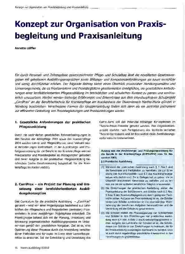 Vorschauseite 1: Konzept zur Organisation von Praxis begleitung und Praxisanleitung