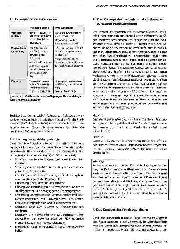 Vorschauseite 2: Konzept zur Organisation von Praxis begleitung und Praxisanleitung