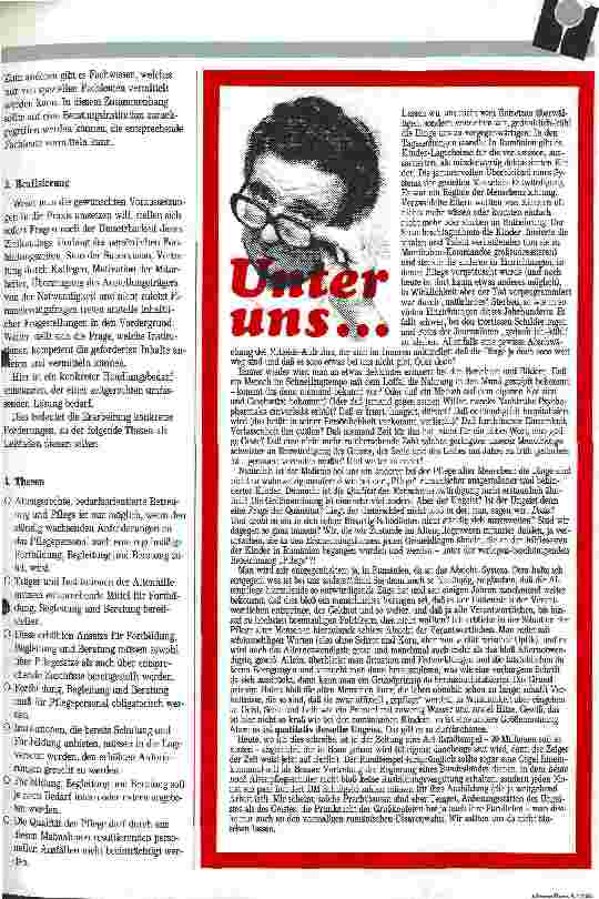 Vorschauseite 3: Fort-und Weiterbildung: Laßt die Pflegenden nicht so allein. Zunehmende psychische Belastungen erfordern qualifizierte Beratung.