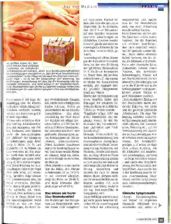 Vorschauseite 2: Im Mittelpunkt: die Haut Allergien und Neurodermities Teil 1