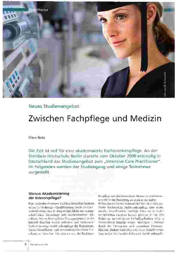 Vorschauseite 1: Zwischen Fachpflege und Medizin