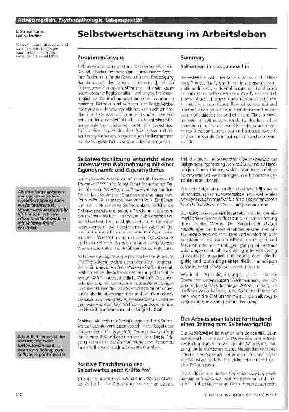 Vorschauseite 1: Selbstwertschätzung im Arbeitsleben