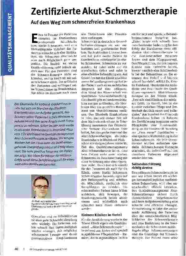 Vorschauseite 1: Zertifizierte Akut-Schmerztherapie