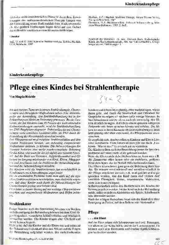 Vorschauseite 1: Pflege eines Kindes bei Strahlentherapie