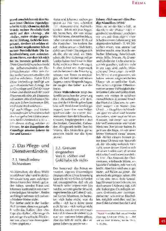 Vorschauseite 4: Angesehen und aufgerichtet werden Anregungen zu den Themenkreisen Menschenbild, Pflegeund Dienstverständnis anhand von Apostelgeschichte 3, 1-10