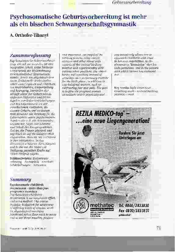 Vorschauseite 1: Psychosomatische Geburtsvorbereitung ist mehr als ein bisschen Schwangerschaftsgymnastik
