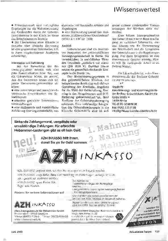 Vorschauseite 3: BESSERE QUALITÄTEMPFEHLUNG ZUR VERBESSERUNG VON ARBEITSPROZESSEN IN GEBURTSHÄUSERN