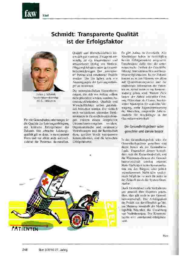 Vorschauseite 1: Schmidt: Transparente Qualität ist der Erfolgsfaktor