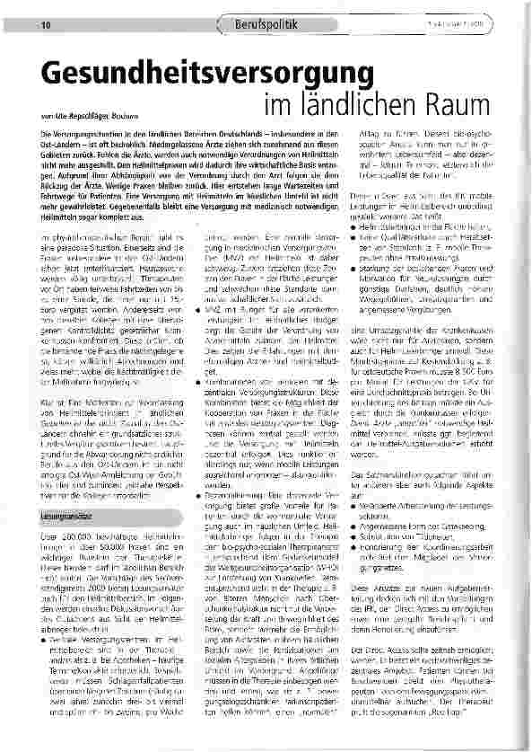 Vorschauseite 1: Gesundheitsversorgung im ländlichen Raum