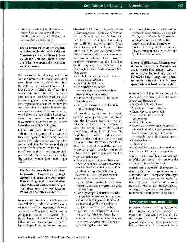 Vorschauseite 3: Die aktuellen Querschnitts-Leitlinien der Bundesärztekammer zur Hämotherapie