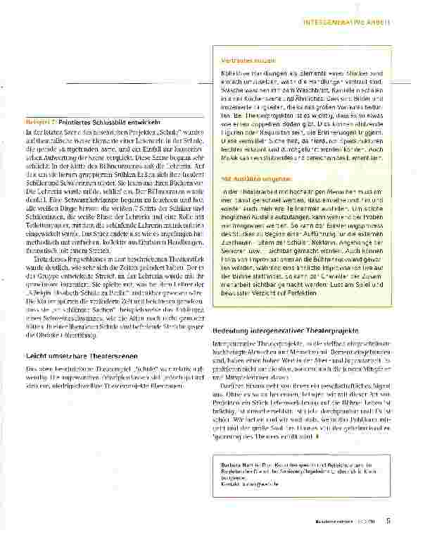 Vorschauseite 5: Allgemeine Überlegungen zum Biografischen in intergenerativen Theaterprojekten