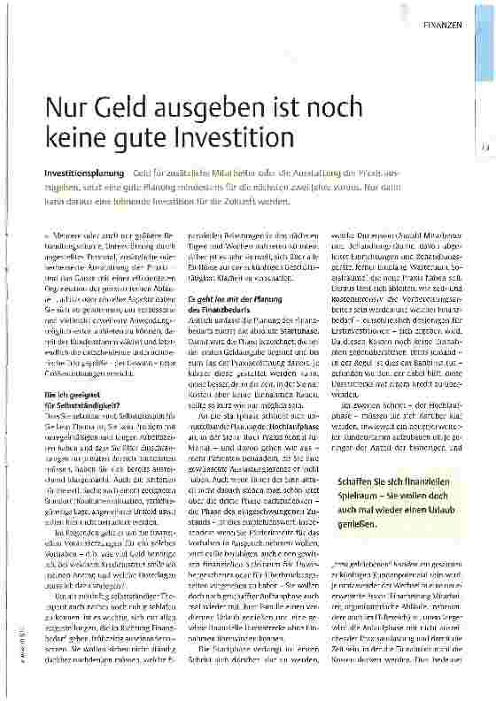 Vorschauseite 1: Nur Geld ausgeben ist noch keine gute Investition