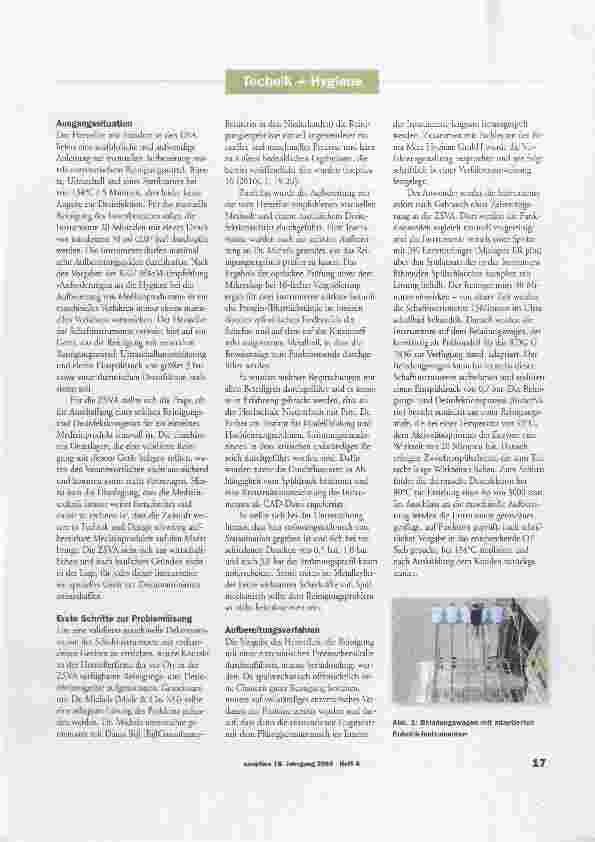 Vorschauseite 2: Maschinelle Dekontamination von Schaftinstrumenten der Robotik am Kiinikum der Universität München - Campus Großhadern