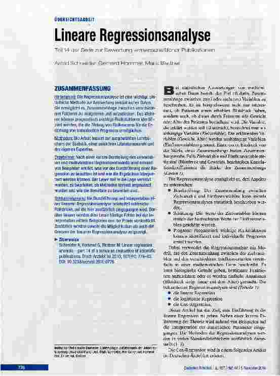 Vorschauseite 1: Lineare Regressionsanalyse