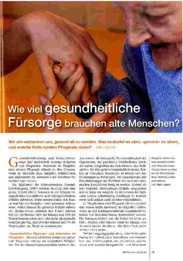 Vorschauseite 1: Wie viel gesundheitliche Fürsorge brauchen alte Menschen?