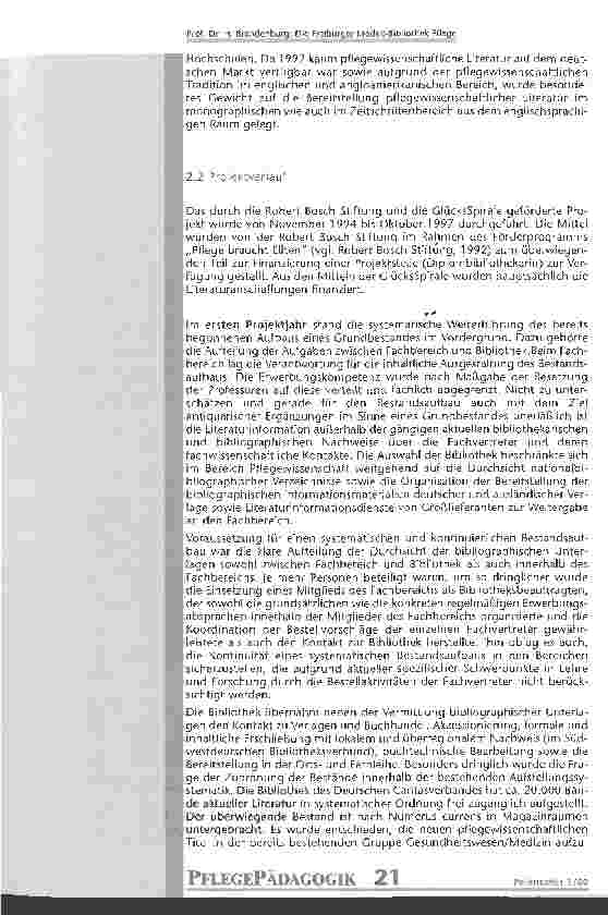 Vorschauseite 4: Die Freiburger Modell-Bibliothek Pflege Ein Projekt zur Literaturversorgung der pflegewissenschaftlichen Studiengänge