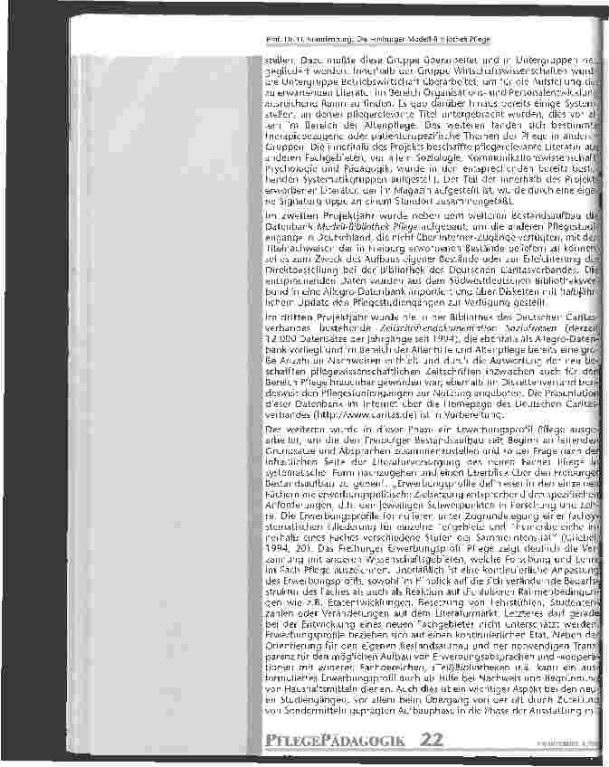 Vorschauseite 5: Die Freiburger Modell-Bibliothek Pflege Ein Projekt zur Literaturversorgung der pflegewissenschaftlichen Studiengänge