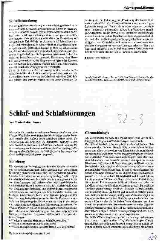 Vorschauseite 1: Schlaf und Schlafstörungen