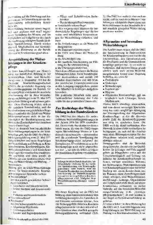 Vorschauseite 2: Zur Anerkennung bzw. Gleichstellung von in der DDR absolvierten Zusatzqualifikationen in der (Kinder-)Krankenpflege