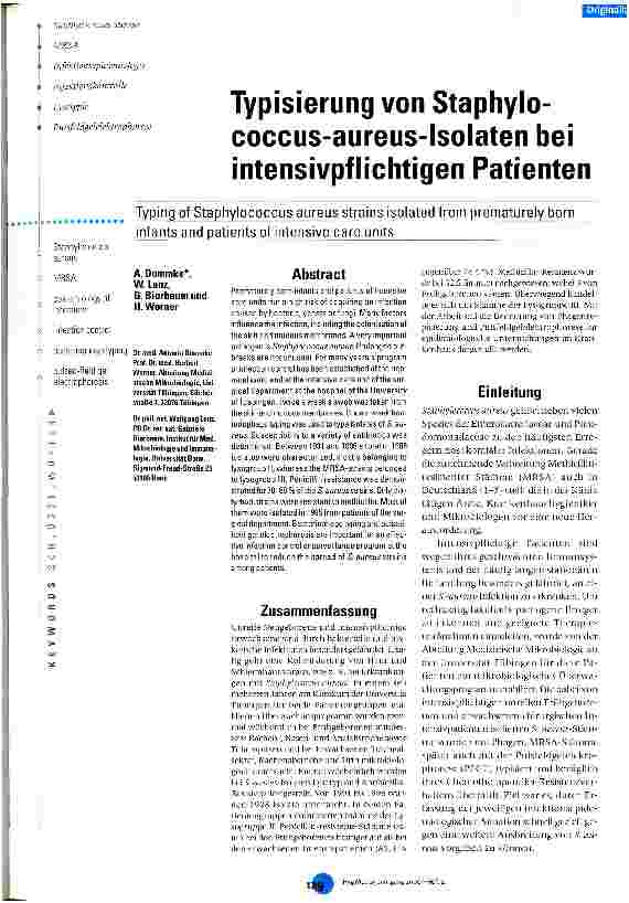 Vorschauseite 1: Typisierung von Staphylococcus-aureus-Isolaten bei intensivpflichtigen Patienten