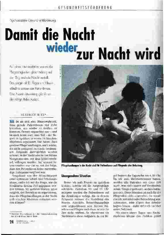 Vorschauseite 1: Damit die Nacht wieder zur Nacht wird Psychosoziale Gesundheitsförderung