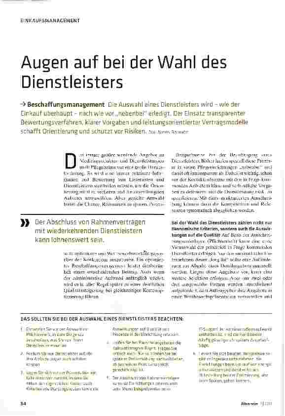 Vorschauseite 1: Augen auf bei der Wahl des Dienstleisters