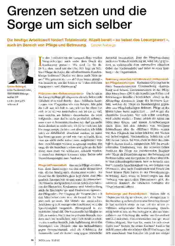 Vorschauseite 1: Grenzen setzen und die Sorge um sich selber