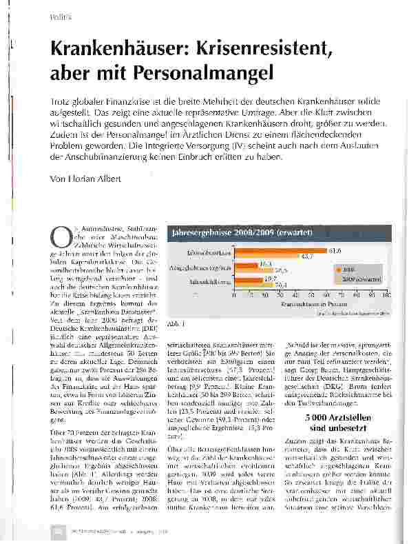 Vorschauseite 1: Krankenhäuser: Krisenresistent, aber mit Personalmangel