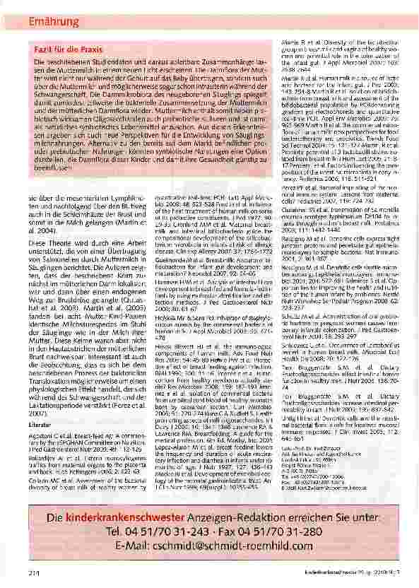 Vorschauseite 4: Muttermilch - eine natürliche Quelle von Preund Probiotika zur Stimulation der kindlichen Darmflora