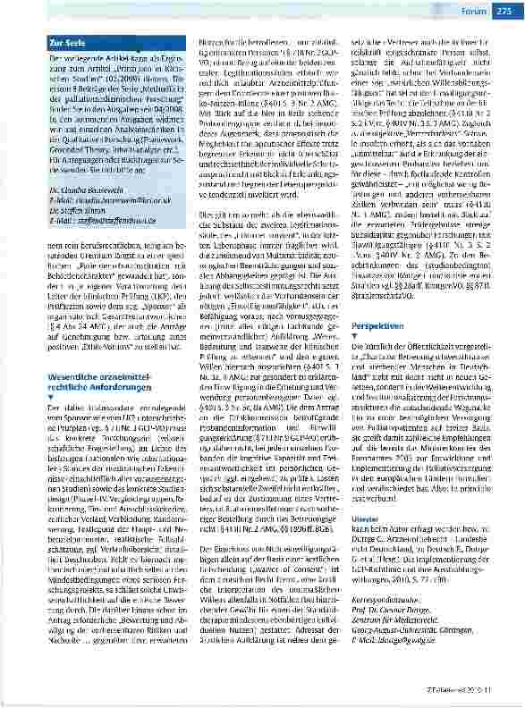 Vorschauseite 2: Arzneimittelprüfungen mit PalliativpatientenPalliativmedizin und Forschung - ein Widerspruch?