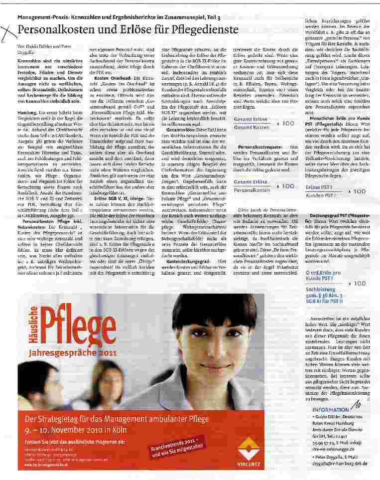 Vorschauseite 1: Personalkosten und Erlöse für Pflegedienste