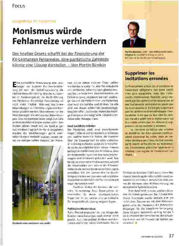 Vorschauseite 1: Monismus würde Fehlanreize verhindern