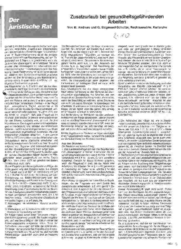 Vorschauseite 1: Zusatzurlaub bei gesundheitsgefährdenden Arbeiten