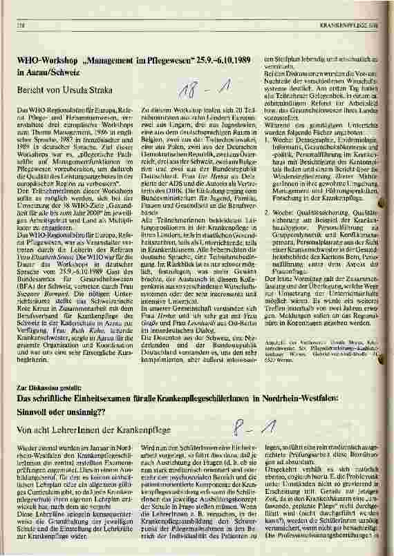 Vorschauseite 1: Das schriftliche Einheitsexamen für alle KrankenpflegeschülerInnen in Nordrhein-Westfalen: Sinnvoll oder unsinnig?