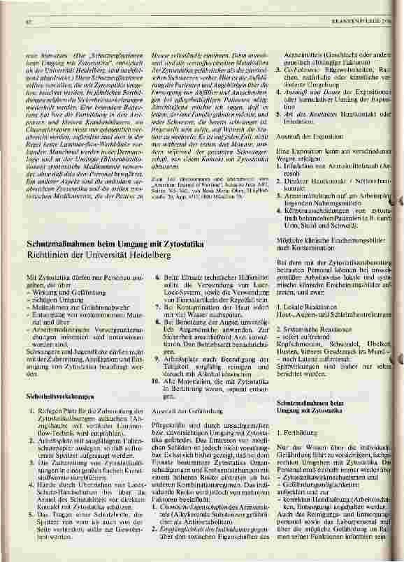 Vorschauseite 2: Risiken beim Umgang mit Zytostatika?