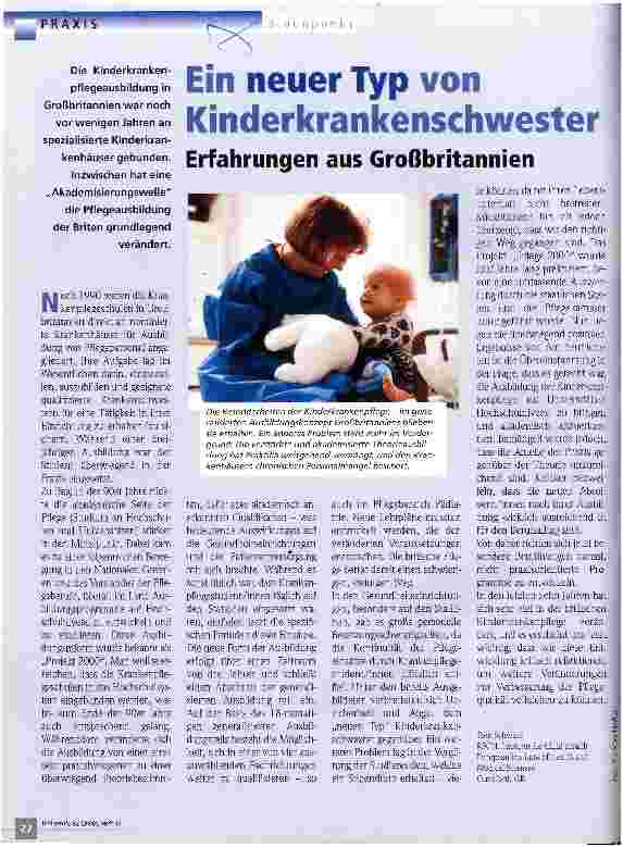 Vorschauseite 1: Ein neuer Typ von Kinderkrankenschwester Erfahrungen aus Großbritannien