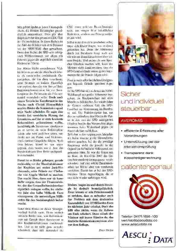 Vorschauseite 2: Röslers brandgefährlicher Strategiewechsel bei der Prämie