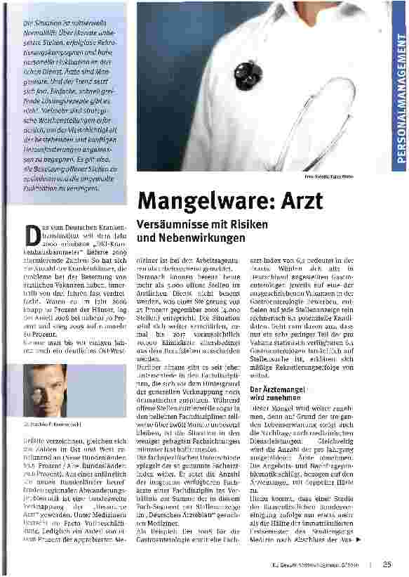 Vorschauseite 1: Mangelware: Arzt