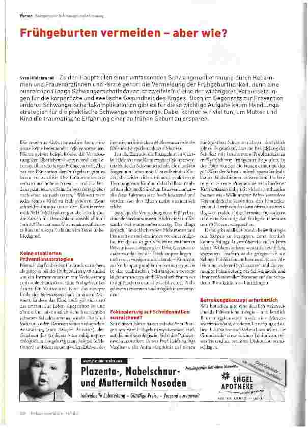 Vorschauseite 1: Frühgeburten vermeiden - aber wie?