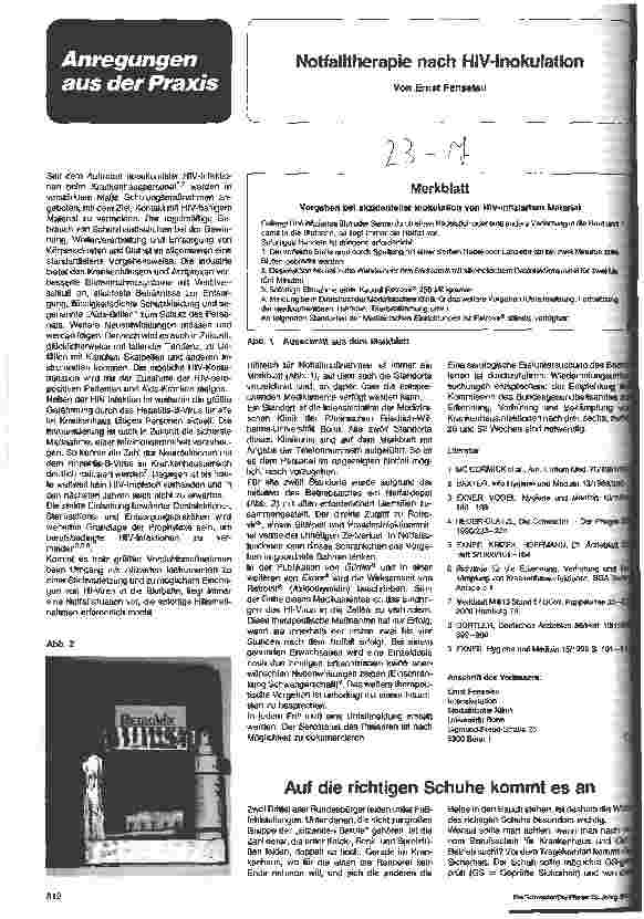 Vorschauseite 1: Notfalltherapie nach HIV-Inokulation