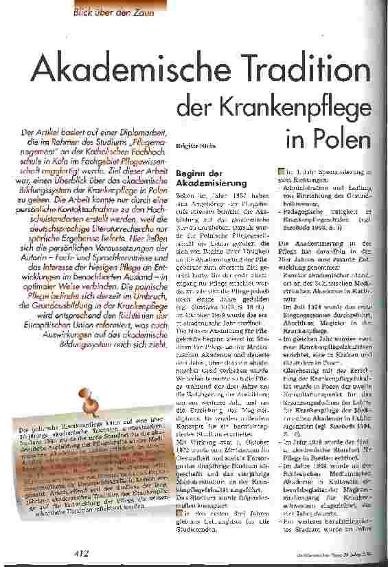 Vorschauseite 1: Akademische Tradition der Krankenpflege in Polen