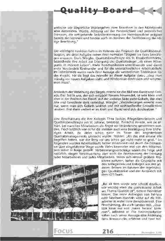 Vorschauseite 3: Qualität muss gelebt werden Basler Altenheime mit Qualitätssiegel ausgezeichnet