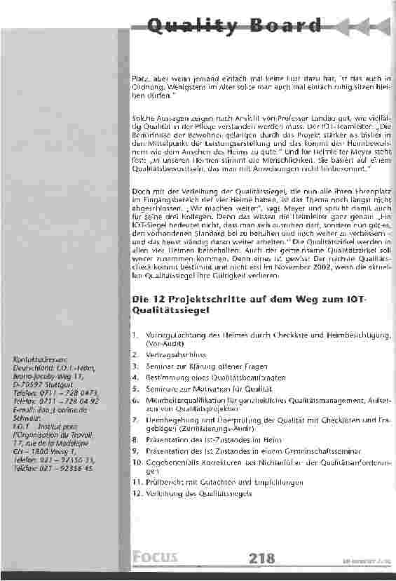 Vorschauseite 5: Qualität muss gelebt werden Basler Altenheime mit Qualitätssiegel ausgezeichnet