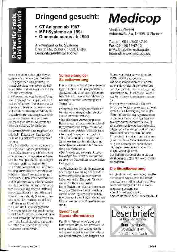 Vorschauseite 2: Roter Faden für Verbesserungen EGQM: Selbstbewertung mit Standardfragebögen