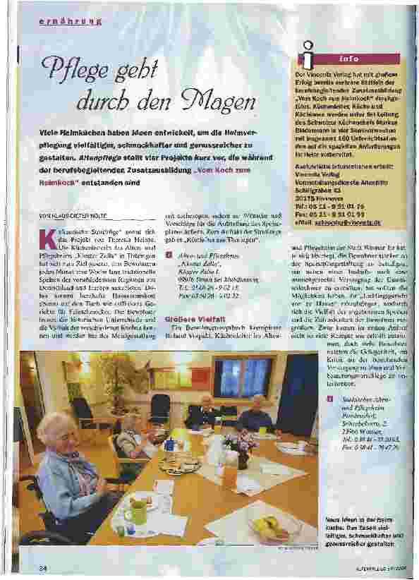 Vorschauseite 1: Pflege geht durch den Magen