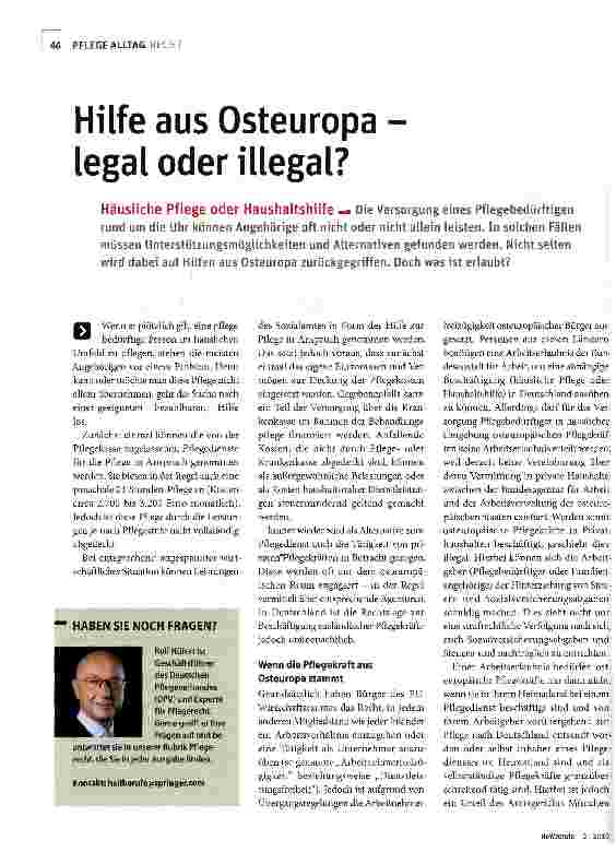 Vorschauseite 1: Hilfe aus Osteuropa -legal oder illegal?