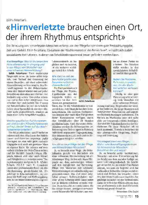 Vorschauseite 1: «Hirnverletzte brauchen einen Ort, der ihrem Rhythmus entspricht»